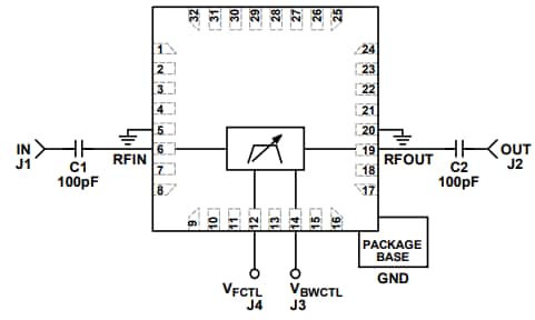 Application Circuit Diagram - Analog Devices Inc. HMC892 Tunable Band-Pass Filters